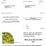 Receipt from Hope for Wildlife Society for US$30,000 contribution from Master