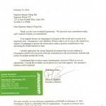 Letter of appreciation from Greenpeace International for the US$50,000 contribution from Master