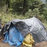 Tents of affected families in the mountains