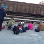 Refugees in Tabanovce, Macedonia waiting for arrival of the train - November 20-21