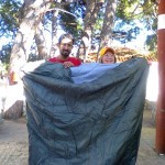 The joined sleeping bag is big enough for a family of three. November 30, 2015