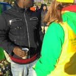 Our association member speaking with a refugee from Senegal in Idomeni, Greece - December 8, 2015