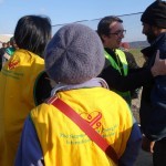 Talking with other volunteers providing help to the refugees in Idomeni, Greece - December 4, 2015