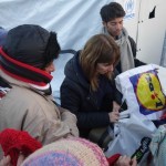 Local Greek people provide warm clothing to refugees in Idomeni, Greece - December 5, 2015