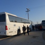 Buses in Idomeni, Greece, transport refugees to Athens - December 6, 2015