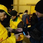 Providing vegan food, warm clothes and flyers with Master’s comforting words in Arabic and English to the refugees in Kavalas, Greece – December 9, 2015