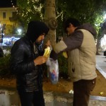 20151212 refugees are blissful happy to receive our foods and flyer at midnight at Victory Park in Athens Greece (15)