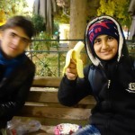 20151212 refugees are blissful happy to receive our foods and flyer at midnight at Victory Park in Athens Greece (17)