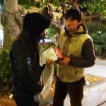 20151212 refugees are blissful happy to receive our foods and flyer at midnight at Victory Park in Athens Greece (21)