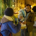 20151212 refugees are blissful happy to receive our foods and flyer at midnight at Victory Park in Athens Greece (3)