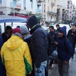 20151214 around 8AM refugees are blissful happy to receive our foods and flyer at Victory Park in Athens Greece (32)