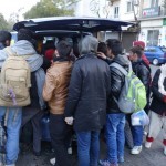 20151214 around 8AM refugees are blissful happy to receive our foods and flyer at Victory Park in Athens Greece (44)