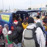 20151215 around 8AM refugees are blissful happy to receive our foods and flyer at Pireaus harbor in Athens Greece (75)