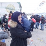 20151217 around 10AM refugees are blissful happy to receive our foods and flyers at Pireaus harbor in Athens Greece (146)