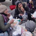 20151217 around 10AM refugees are blissful happy to receive our foods and flyers at Pireaus harbor in Athens Greece (149)