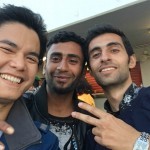 Selfie with two refugees
