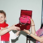 Ms. Maneka Gandhi (right) receives the Shining World Compassion Award