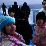 Syrian refugees on the ferryboat with us-happy to sing songs for us
