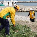 Cleaning streets on Chios Island, Greece