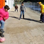 Playing with refugee children, Chios Island, Greece