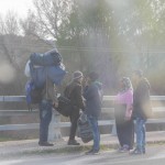 Refugees walking on highway