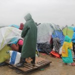 Nylon sheets on tents, Indomeni, Greece