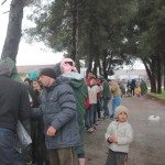 Distributing rain boots at Idomeni camp at Idomeni, Greece