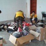 Sorting relief items at our base