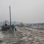 Idomeni, Greece, - Bulldozing for new tent