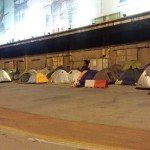 Refugees in tents at Piraeus, Athens, Greece