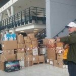 Relief supplies for refugees at Elliniko warehouse, Athens, Greece