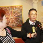 150401-Mayor Mr. Huang Zhen-yan of Lukang Township, Changhua County, being interviewed by the media